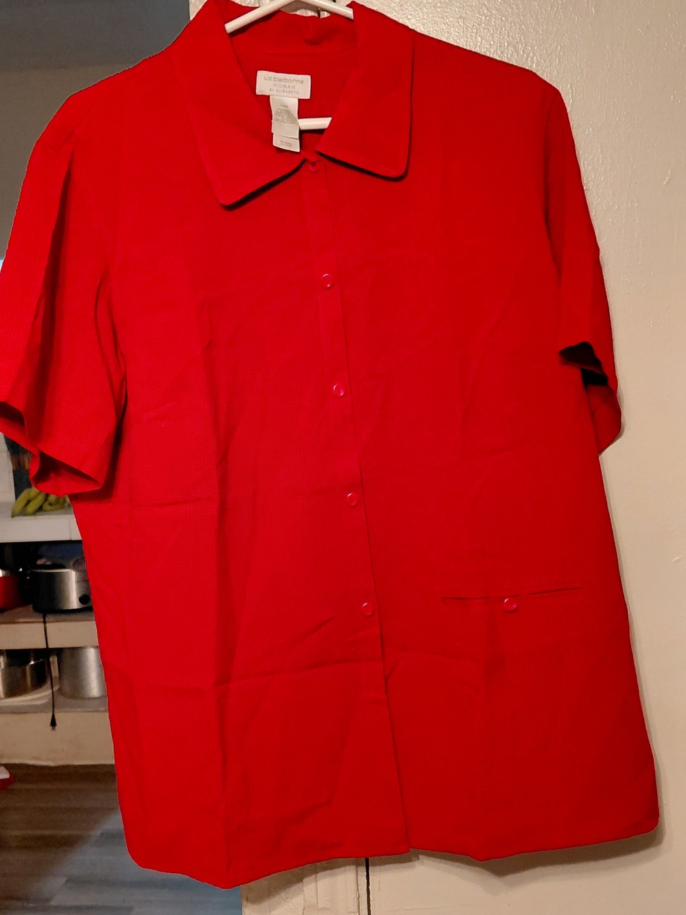 Liz Claiborne Bold Red Short-Sleeve Button-Down Shirt